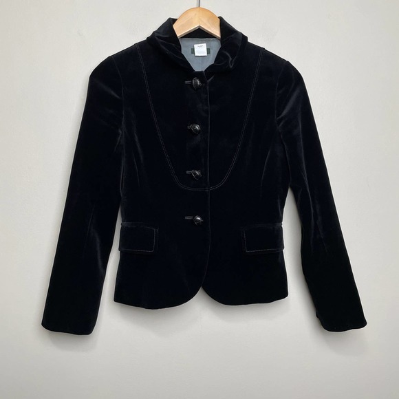 J. Crew Beautiful Velvet Vintage Style Blazer Single Breast Black 2P - Picture 2 of 10